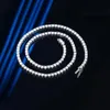 Pendentif Colliers Trendy 3mm D Couleur Moissanite Tennis Collier pour Femmes Hommes Plaqué Platine 4 Prong Lab Diamant Chaîne Pass GiftP284R