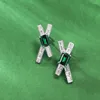 Stud Earrings Retro 925 Sterling Silver 6 8mm Emerald Lab Diamond X-Shaped For Women Gemstone Party Wedding Fine Jewelry