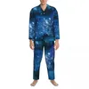 Men's Sleepwear Colorful Sky Print Pajama Sets Autumn Super Galaxy Sleep Man 2 Pieces Casual Oversized Nightwear Birthday Present