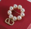 Hot Brand Jewelry Brass Brooch Pin Elegant Pearl Gold Silver Vintage Luxury Retro Brouches for Men Women High Qualit