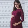 Puococo mãe grávida vestido de maternidade pogal adereços mulheres gravidez roupas vestido de renda para grávida po shoot roupas 240305