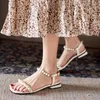 Kleid Schuhe 2024 Perle Saiten Knöchel Band Sandalen Frauen Luxus Kristall Ringe Gladiator Alias Mujer Metall Ferse Perlen Sommer Frau