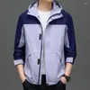 Men's Jackets 2024 Men Leisure Hooded Outerwear Beige Black Blue Pink Green Purple Patchwork Design Fashion Coat Cosy Everday Clothes