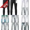 Herren Lila Marke Low Rise Skinny Herren Jeans Weiß Gesteppt Destroy Vintage Stretch Baumwolle Jeans N