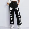 Calças femininas Bold Shade Mall Gótico Esqueleto Gráfico Sweatpants Halloween Grunge Punk Casual Mulheres Cintura Alta Shirring Outono Bottoms