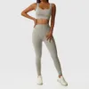 Lu Align Lemon Set 2 Piece Seamless Ribbed Workout Outfits For Women Sport Bra High midjeshorts Yoga Leggings Suits Fiess Gymkläder 2024 Gym Jogger Sport