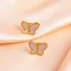Studörhängen plågar gratis elegant skal 18k guldpläterad rostfritt stål snäckskal fjäril för kvinnor gåva