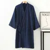 Indumenti da notte da uomo Stile giapponese Accappatoio classico Kimono Tradizionale Garza di cotone Pigiami da notte Pigiama Abbigliamento Vestaglie L