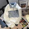 High-Street-Denim-Patchwork-Pullover mit Polokragen für Männer und Frauen im Frühling und Herbst. Lockere China-Chic-Overalls mit halbem Reißverschluss