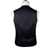 HiTie luxe soie hommes gilets or jaune Orange gilet veste cravate mouchoir boutons de manchette pour hommes robe costume mariage affaires