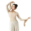 Stage Wear Modern Dance Dancing Suit Knitted V-Neck Horn Sleeve Top Classical Body Practice Autumn And Winter