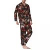 Erkek pijama pijamaları erkekler renk barok çiçek eğlence vintage çiçek romantizm 2 adet pijama setleri moda büyük boy ev takım elbise