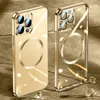 Top-Qualität Magsafe Luxus magnetische kabellose Lade-Telefonhüllen für iPhone 15 14 13 12 11 Pro Max Samsung S24 S23 S22 transparente Silikon-Objektivschutzhülle