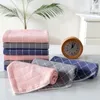 Towel 1Pc 34x34cm Classic Gauze Plaid Square Face Soft Absorbent Double-Sided Terry Cotton Wash Cloth