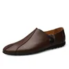 Äkta läder män casual skor lyx varumärke mens loafers moccasins andas glid på lat körning plus storlek 3847 240229