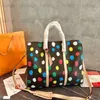 Yayoi Kusama 2023ss Dots Duffel Bag Designer X YK Keepall 45 Torebka 3D Painted Polka Dots Prints Crossbody Duża pojemność248g