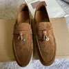 LORO Piano Embelezado Men Men Walk Top Mocassins Charms LP Suede piana