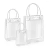 Opbergtassen Transparante PVC Handtas Kerstcadeauverpakking met handgrepen Winkelen Travel Clear Tote Jelly Bag Schoudermake -up