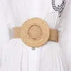 Wooden Buckle Dress Belt For Women Casual Female Braided Wide Strap Female Designer Woven Girls Elastic PP Straw Belts BZ339 Y1912240p