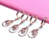 Boucles d'oreilles pendantes plaquées or violet 585, goutte de Rose 14K pour femmes, classique, découpe créative, bijoux de fiançailles étincelants exquis