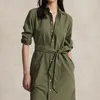 2024 Spring New 100% Cotton Soild Color RL Small Horse Dresses Shirt Women Casual Dresses Long Sleeve Woman's Long Dress