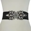 Belts Women Wedding Party Fashion Luxury Floral Buckle Rhinestone Elastic Wide Clinch Belt Waistband293q