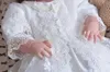 Varumärke 3st Baby Girls Dresses With Hat Baby Girl 1 Year Födelsedagskläder Baptism Spetsdopning Bollklänning RB74001 240226