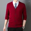 Męskie swetry super delikatne płaszcze wełny merynosów 2024 Spring Autumn Knitted Pure Man Single Berged Cardigan