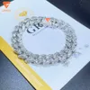 Braccialetti di gioielleria raffinata Design a forma di baguette Pietra ghiacciata Bracciale in argento sterling 925 con catena cubana Hip Hop Moissanite