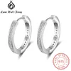 925 Sterling Silver Round Hoop Earrings for Women Classic Style Cubic Zirconia asfalterade cirkelörhängen Fina smycken Lam Hub Fong 240301