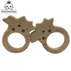 10pcs Safe Kara Teething Baby Teether Cute antlers Design Wooden Ring Animal Shape Toy handmade wooden teether-giraffe teether 240307