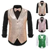 Coletes masculinos moda mens lantejoulas colete formal terno de negócios colete casamento boate sem mangas botão tops masculino brilhante glitter