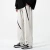 Calças masculinas cor sólida homens grande zíper ao ar livre baggy impermeável à prova de vento sweatpant moda jogger tático unisex calças