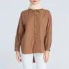 Bluzki damskie 2024 Spring Solid Color Top European and American Pocket Decoration Podstawowa koszula z długim rękawem