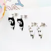 Stud Küpe Çifti 2023 Moda Sevimli Kedi Beyaz Siyah Hang Emaye Kitty Piercing Ear Kadın Kızlar Jewelrystud Effi22329p