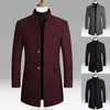 Men's Jackets Woolen Coat Solid Color Men Trench Exquisite Buttons Slim Windbreaker