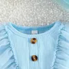 Robes de fille Baby Princess Robe Ruffle Sleeveless Button Front 3D Butterfly Tulle Toddler Party Summer Gift