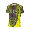 Homens Camisetas Esportes T-shirt para Mens Amarelo Dashiki Camisetas Impressão Africana Verão Tees O Pescoço Vintage Gráfico Tops Presente Idéia