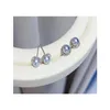 22091308 Diamondbox - Pearl Jewelry örhängen Ear Studs Sterling 925 Silver Circle Akoya Gray 6 5 -7mm Classic Round Simple Gift ID3072