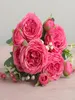 Bouquet de fleurs artificielles de pivoine en soie Rose de 30 cm, 5 grosses têtes et 4 bourgeons, fausses fleurs pour la décoration de mariage à domicile, tenue intérieure 5712177