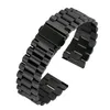 Bracelets de montre Bande en acier inoxydable noir supérieur Bracelet circulaire Fermoir pliant ferme avec sécurité Bracelet de montre-bracelet unisexe 20 mm 22 mm223j
