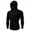 Men's T Shirts Hooded Long Sleeve T-shirt: Stylish Athletic Fitness Top For An European-American Look