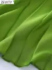 Dresses Zevity Women Fashion Solid Green Pleated Midi Skirt Faldas Mujer Lady Chic Side Zipper Casual Summer Vestidos Qun1897