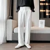 Pantaloni da uomo Primavera Estate Uomo Abito casual Pantaloni lunghi dritti drappeggiati Freedom Pantaloni maschili Solid Stretch Vita oversize Nero Bianco