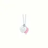 tiffanans Fashion Home s925 Collana con ciondolo a forma di cuore in argento blu con smalto cadente Cravatta per la casa Luce di lusso con doppio cuore con serratura a catena in osso