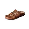 Summer 525 Women's Toe Cowhide Open Sandals Casual Slippers Leather Flat-Bottomed Beach And Slippersouter Wear Buckle Shoes Outer 399 Outer 827 outer