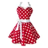 Mooie Lieverd Rode Retro Keuken Schorten Vrouw Meisje Katoen Polka Dot Koken Salon Vintage Schort Jurk Kerst Y200103237w