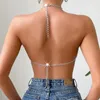 Camisoles tankar kvinnors solida färg sexig snörning upp halter nacken rygglös skörd topp kvinnor