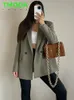 T Moda Women Double Breadted Blazer Office Lady Loose Classic Coat Suct studd studde outwear outfits veste femme 240228