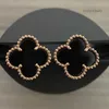 Van Klavertje Vier Oorbellen Cleef Designer Clover Studs Earring Vintage Klavertje Vier Charm Stud Oorbellen Terug MotherofPearl Roestvrij Staal Gouden Studs Agaat f